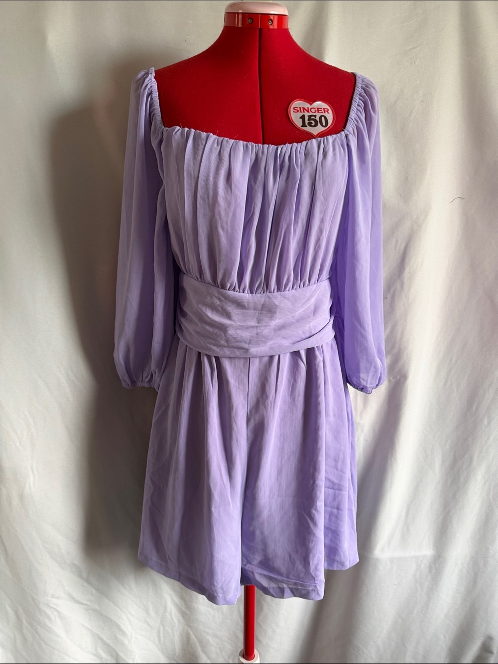 Lilac Off-Shoulder Romper with Wrap Waist